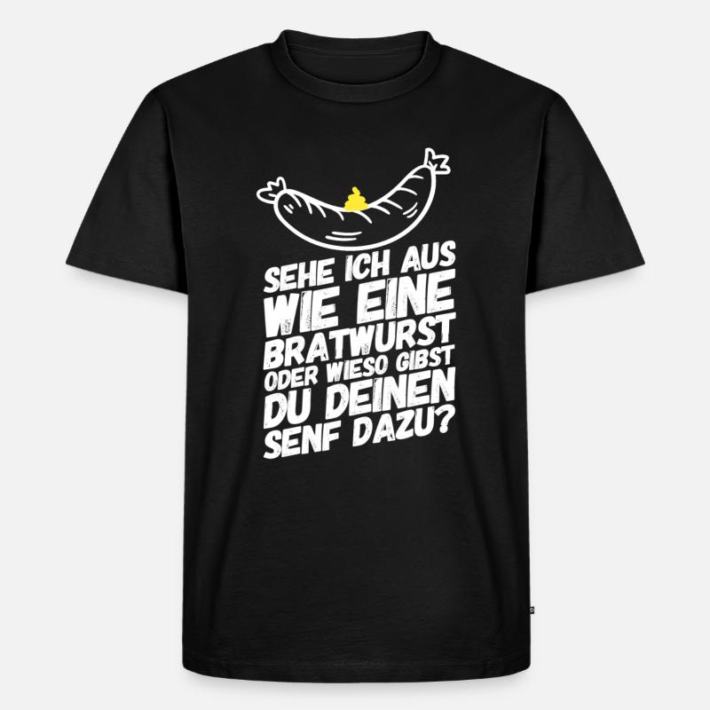 Bratwurst Senf Sprüche - Männer Premium Bio T-Shirt - Schwarz