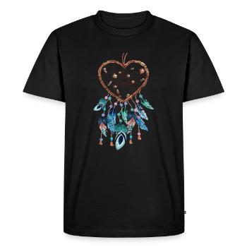 Coeur de capteur de rêves - T-shirt Premium bio Homme - noir - Devant - Nico (187cm)