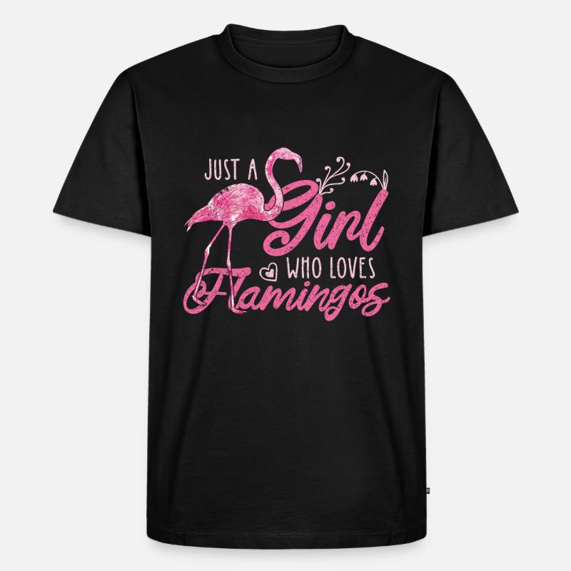 Flamingo Mädchen Pink - Männer Premium Bio T-Shirt - Schwarz