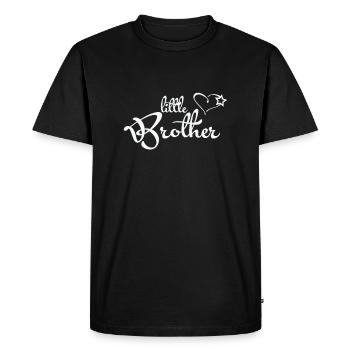 Petit frère - cadeau pour frère - cœur de frère - T-shirt Premium bio Homme - noir - Devant - Nico (187cm)