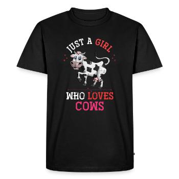 Vache fille ferme - T-shirt Premium bio Homme - noir - Devant - Nico (187cm)