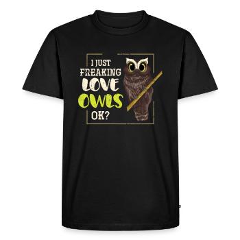owl - Men's Premium Organic T-Shirt - black - Front - Nico (187cm)
