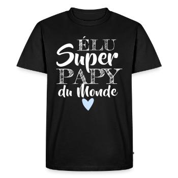 T shirt papy super papy du monde humour cadeau - T-shirt Premium bio Homme - noir - Devant - Nico (187cm)