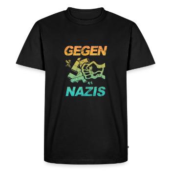 Against Nazis - FCK NZS - Against Right - Vintage - Men's Premium Organic T-Shirt - black - Front - Nico (187cm)