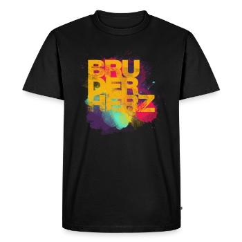 Frère Coeur Meilleur frère du monde Idée de cadeau - T-shirt Premium bio Homme - noir - Devant - Nico (187cm)