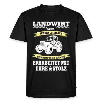 Landwirt Spruch Landwirtschaft Traktor Motiv - Männer Premium Bio T-Shirt - Schwarz - Vorne - Nico (187cm)
