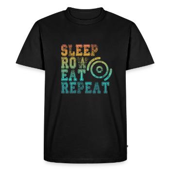 Pour rameurs : SLEEP, ROW, EAT, REPEAT - T-shirt Premium bio Homme - noir - Devant - Nico (187cm)