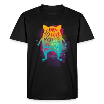 Learn to Love Your Inner Monster - Men's Premium Organic T-Shirt - black - Front - Nico (187cm)