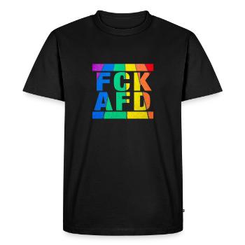 Contre les nazis - FCK AFD - Contre la droite - LGBTQ - T-shirt Premium bio Homme - noir - Devant - Nico (187cm)