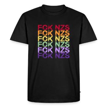 Contre les Nazis - FCK NZS - Contre la droite - Spécial - T-shirt Premium bio Homme - noir - Devant - Nico (187cm)