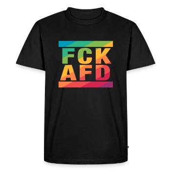Contre les nazis - FCK AFD - Contre la droite - LGBTQ - T-shirt Premium bio Homme - noir - Devant - Nico (187cm)