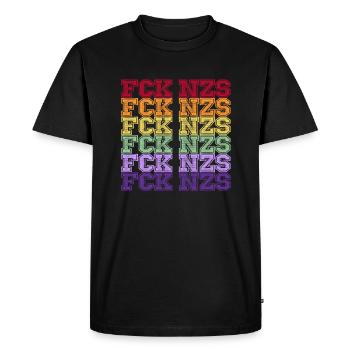 Against Nazis - FCK NZS - Against Right - Special - Men's Premium Organic T-Shirt - black - Front - Nico (187cm)