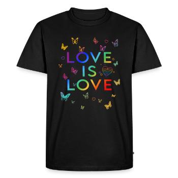 Love is love! Statement Gay Pride LGBTQI+ - Men's Premium Organic T-Shirt - black - Front - Nico (187cm)
