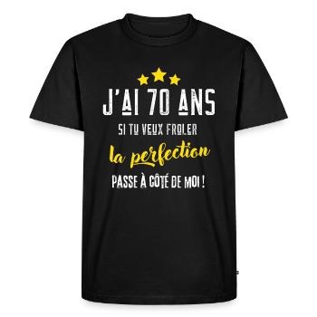 J'ai 70 ans cadeau anniversaire 70 ans humour - T-shirt Premium bio Homme - noir - Devant - Nico (187cm)