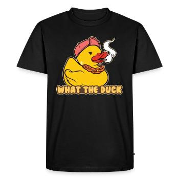 Rubber Duckie What The Duck Lover - Men's Premium Organic T-Shirt - black - Front - Nico (187cm)