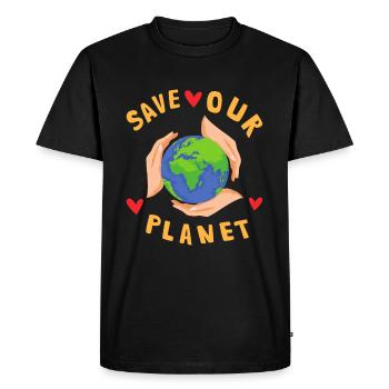 Sauver notre planète Changement climatique durable - T-shirt Premium bio Homme - noir - Devant - Nico (187cm)