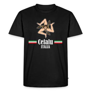 Europe Voyage Sicilia Italia Cefalu Touriste - T-shirt Premium bio Homme - noir - Devant - Nico (187cm)