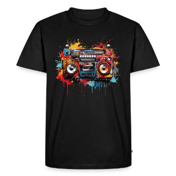 Ghetto Blaster Graffiti Design Hoodie - 80s - Men's Premium Organic T-Shirt - black - Front - Nico (187cm)