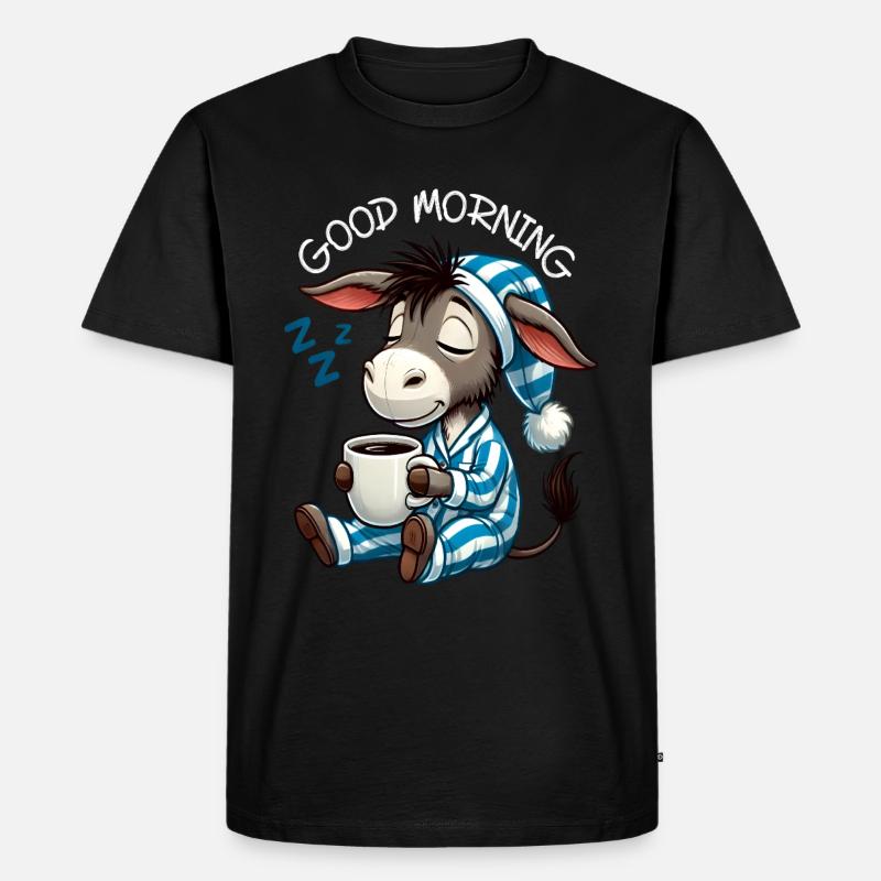 Schlafender Esel mit Kaffee - Männer Premium Bio T-Shirt - Schwarz