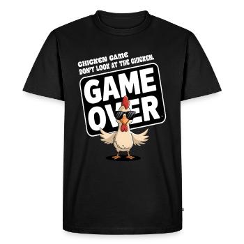 Drôle de poulet Game Over Game Over Game Over - T-shirt Premium bio Homme - noir - Devant - Nico (187cm)