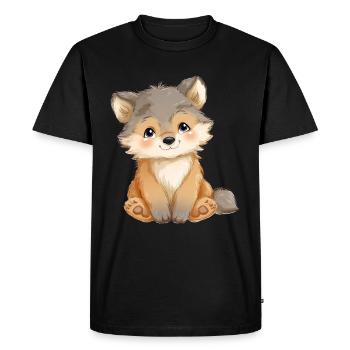 Mignon bébé loup - T-shirt Premium bio Homme - noir - Devant - Nico (187cm)