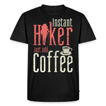 Instant Hiker Just Add Coffee Hiking Adventure - Men's Premium Organic T-Shirt - black - Front - Nico (187cm)