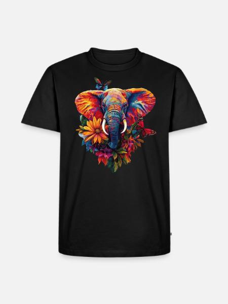 Elefant - Männer Premium Bio T-Shirt - Schwarz