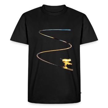 Skifahrer mit Schneespur in der Sonne - Männer Premium Bio T-Shirt - Schwarz - Vorne - Nico (187cm)