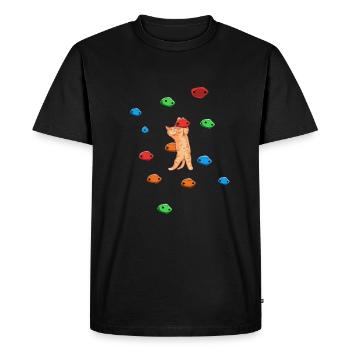 Cat Climbing Climber Climbing Gift - Men's Premium Organic T-Shirt - black - Front - Nico (187cm)
