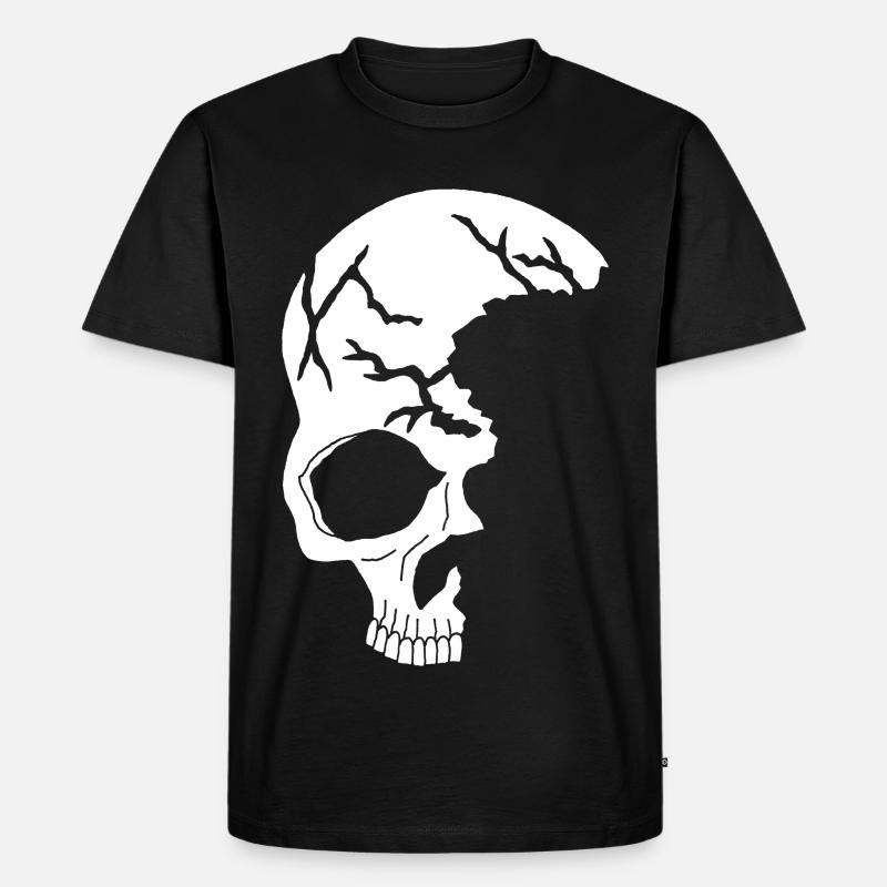 weißer Halbschädel - Männer Premium Bio T-Shirt - Schwarz