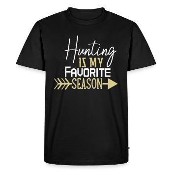 La chasse est ma saison préférée - T-shirt Premium bio Homme - noir - Devant - Nico (187cm)