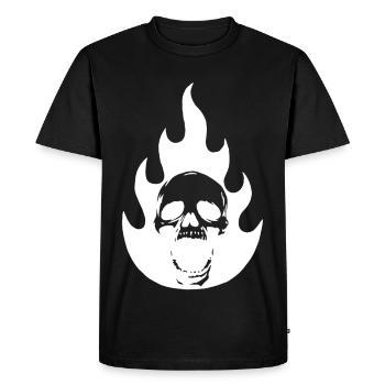 Crâne et flamme blanche - T-shirt Premium bio Homme - noir - Devant - Nico (187cm)