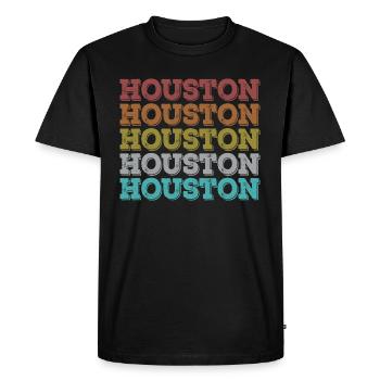 Houston Rétro - T-shirt Premium bio Homme - noir - Devant - Nico (187cm)