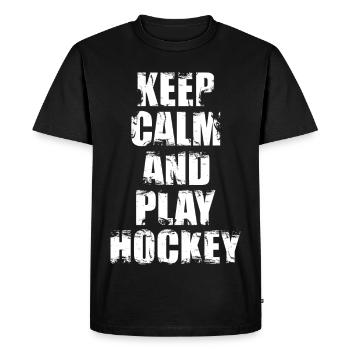 Keep Calm And Play Hockey - Men's Premium Organic T-Shirt - black - Front - Nico (187cm)