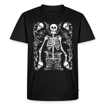 Costume de squelette Crâne d’Halloween Horreur gothique - T-shirt Premium bio Homme - noir - Devant - Nico (187cm)