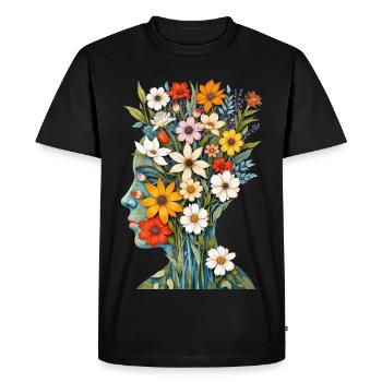 Abstrakte Kunst Blumen - Männer Premium Bio T-Shirt - Schwarz - Vorne - Nico (187cm)