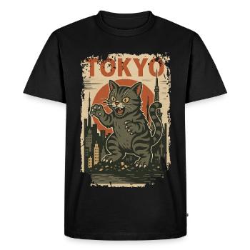 Vintage Japanese Cat Monster Art Japan Retro - Men's Premium Organic T-Shirt - black - Front - Nico (187cm)