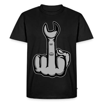 Middle Finger Stinker Finger Wrench - Men's Premium Organic T-Shirt - black - Front - Nico (187cm)