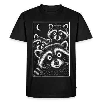 Motif animalier de la troupe de ratons laveurs nocturnes drôle - T-shirt Premium bio Homme - noir - Devant - Nico (187cm)