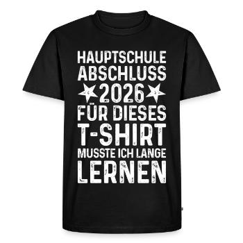Graduation 2026 Secondary School T-Shirt Long Learning - Men's Premium Organic T-Shirt - black - Front - Nico (187cm)