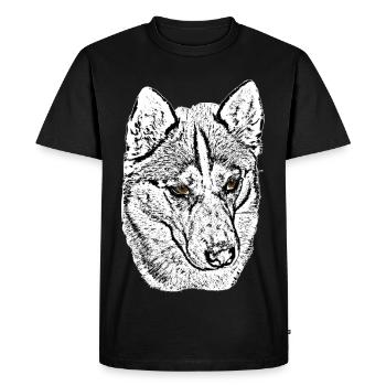 Wolf Head Husky Line Drawing Brown Eyes - Men's Premium Organic T-Shirt - black - Front - Nico (187cm)