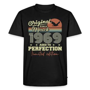 Anniversaire Mars 1969 - T-shirt Premium bio Homme - noir - Devant - Nico (187cm)