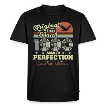 Anniversaire Mars 1990 - T-shirt Premium bio Homme - noir - Devant - Nico (187cm)