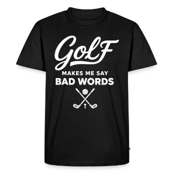 Golf et Gros Mots : L'Humour du Golfeur - T-shirt Premium bio Homme - noir - Devant - Nico (187cm)