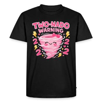 Avertissement à deux nado : 2e anniversaire design - T-shirt Premium bio Homme - noir - Devant - Nico (187cm)
