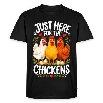 JUSTE LÀ POUR LES POULES - T-shirt Premium bio Homme - noir - Devant - Nico (187cm)