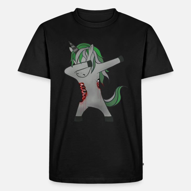 Halloween Dabbing Zombie Einhorn - Männer Premium Bio T-Shirt - Schwarz
