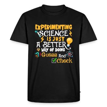Experimenting Science Funnier - Men's Premium Organic T-Shirt - black - Front - Nico (187cm)