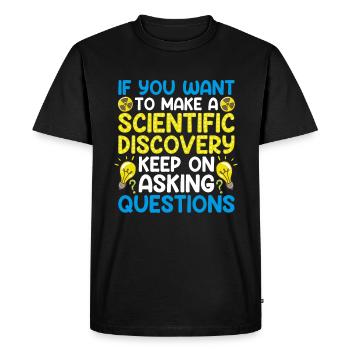 Keep On Asking Questions Fun Scientist Science - Men's Premium Organic T-Shirt - black - Front - Nico (187cm)