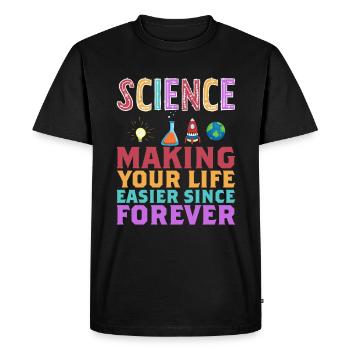 La science vous facilite la vie Drôle - T-shirt Premium bio Homme - noir - Devant - Nico (187cm)